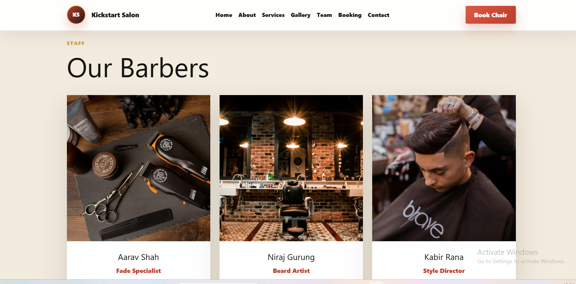 Salon Website screenshot